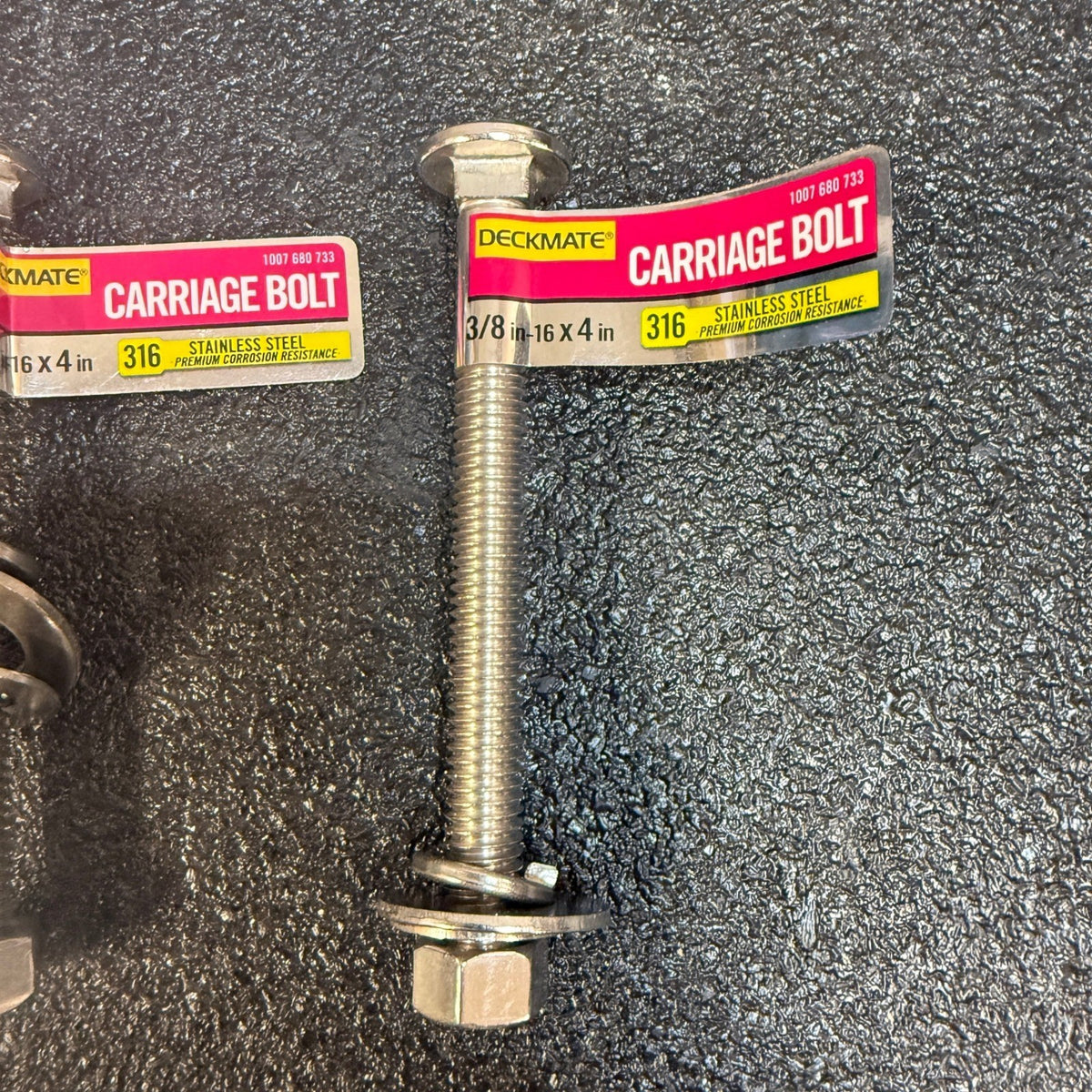 Lot of 4 Deckmate Carriage Bolt 3/8" - 16 x 4" 316 Stainless Steel 1007 680 733