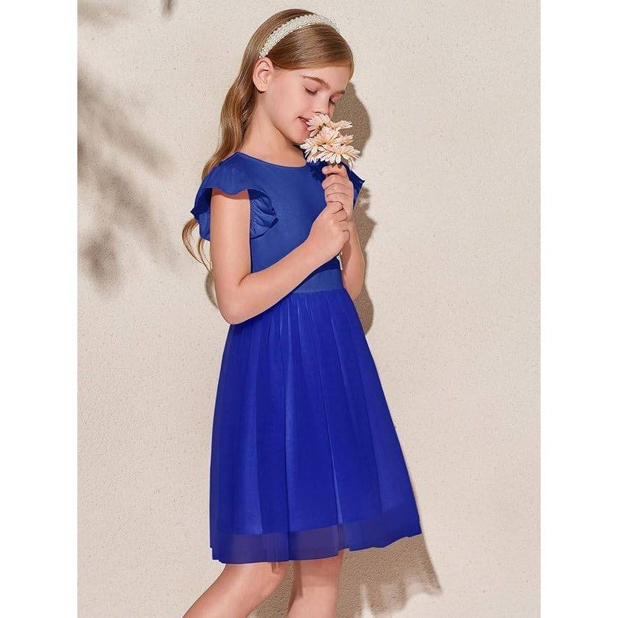 MSRP $26 Haloumoning Girls 13-14 Years Tutu Dress Ruffle Short Sleeve Fluffy Su
