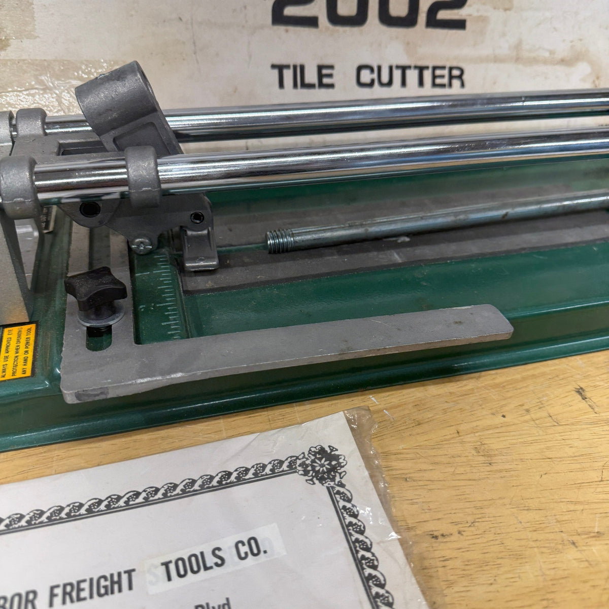 Harbor Freight Tools Stock No 2002 Tile Cutter