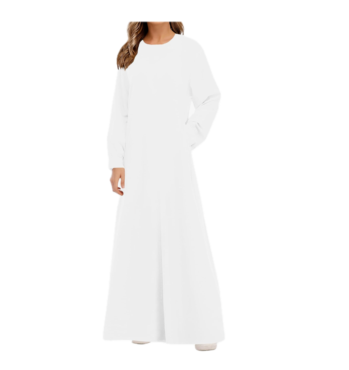 Abetteric Women Solid Color Zipper Abaya Muslim Dress w/ Pockets Islamic Prayer
