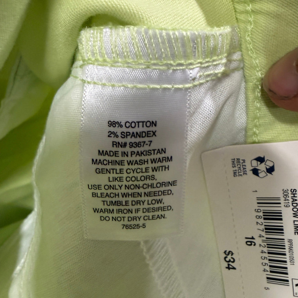 MSRP $34 St. John's Bay Secretly Slender Women's 16 Shadow Lime Capri Pants Mid