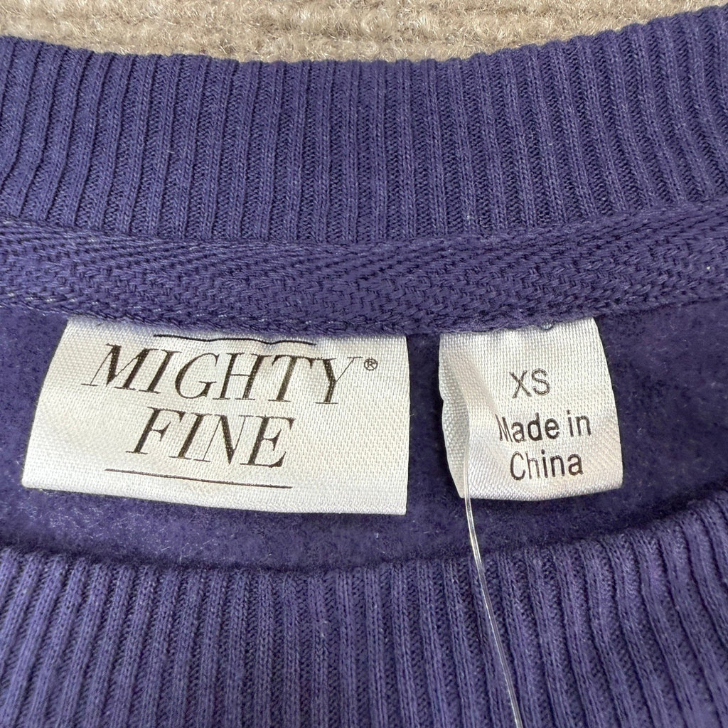 MSRP $44 Mighty Fine Women's XS Purple Embroidered Crewneck Sweatshirt