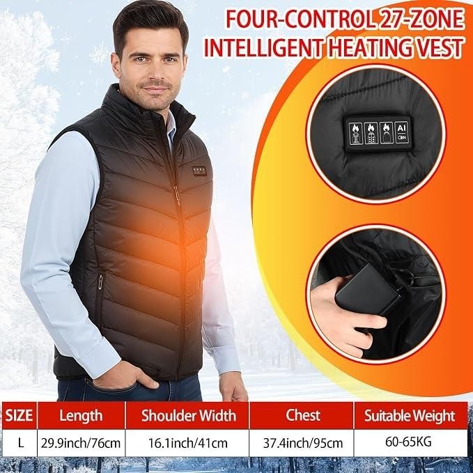 MSRP $46 5 Pcs L Electric Heated Vest with 3 Levels Mens/Womens 2XL, Knit Beanie