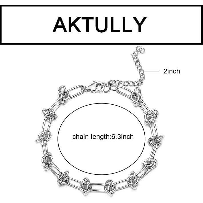 Vtg 18K Silver Bracelet for Women Knot Bracelet Dainty Chain Link Bracelets