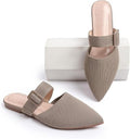 Meknitva Women's US 6, 7 Mocha Pointed Toe Mules Slip-On Backless Flat Sandals W