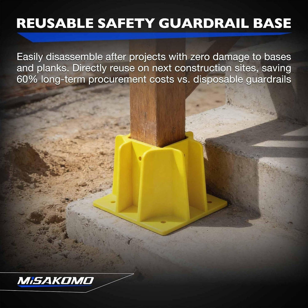 Pack of 12 Guardrail Base Boot for Temporary Railing Systems Yellow, Safety Ba