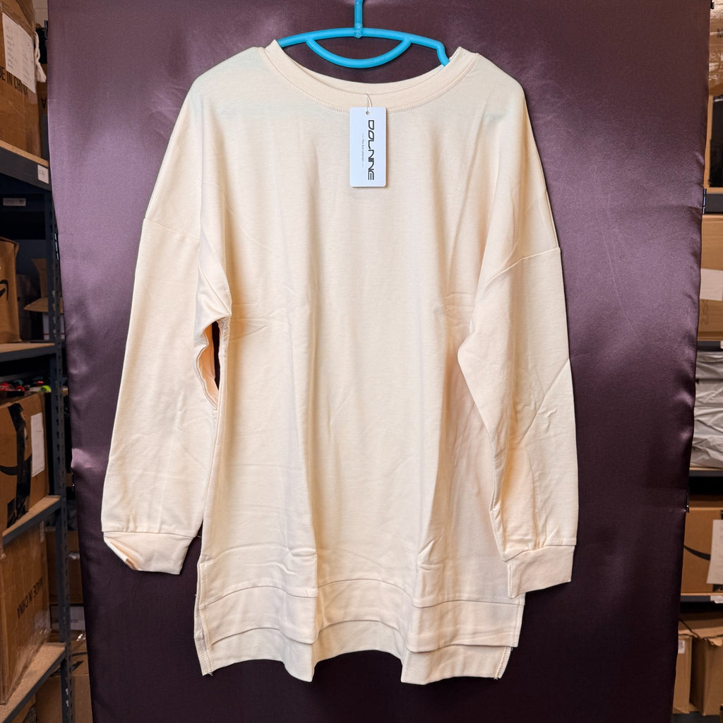 DOLNINE Plus-Size 14W-16W Womens Casual Sweatshirt Top Side Slit Pullover Shirt