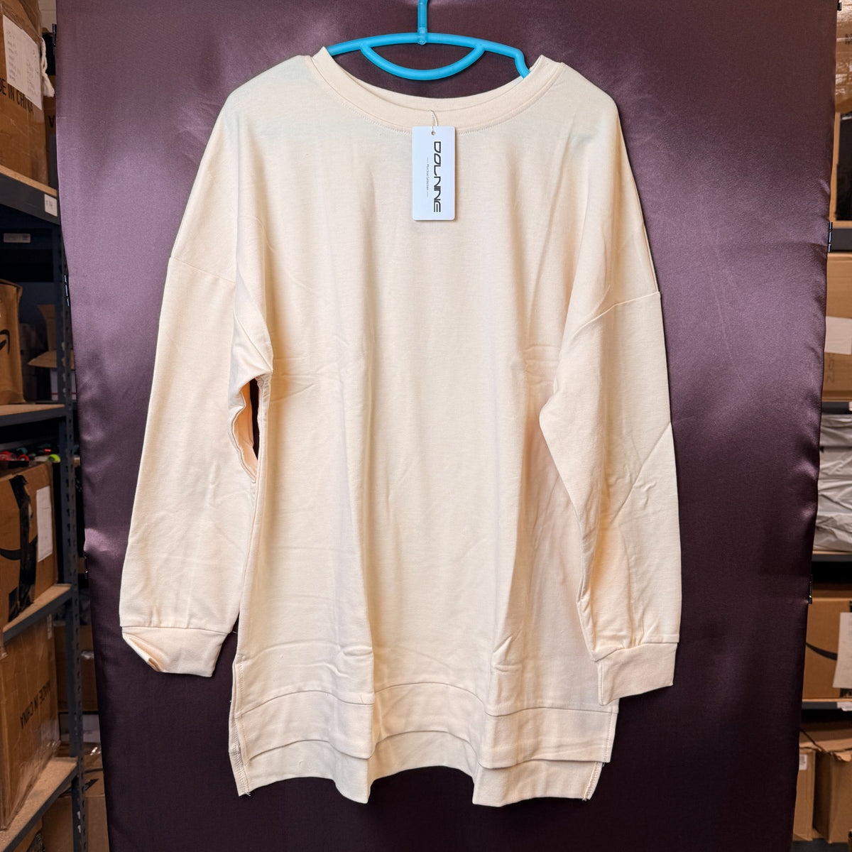 DOLNINE Plus-Size 14W-16W Womens Casual Sweatshirt Top Side Slit Pullover Shirt