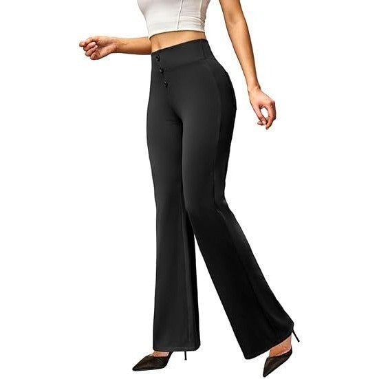 Keriffe Women's M Black Bootcut Dress Pants High Waist Stretchy Business Work C