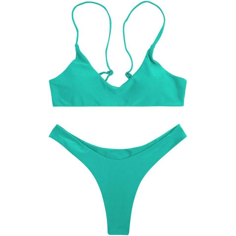 MSRP $39 SherryDC Women's M Lake Green Two Piece Swimsuit Push Up Padded Brazi