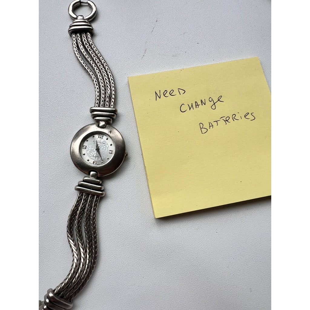 Vintage Quartz Watch 11230-00 Japan Movt Silver Tone Braided Band Needs Battery