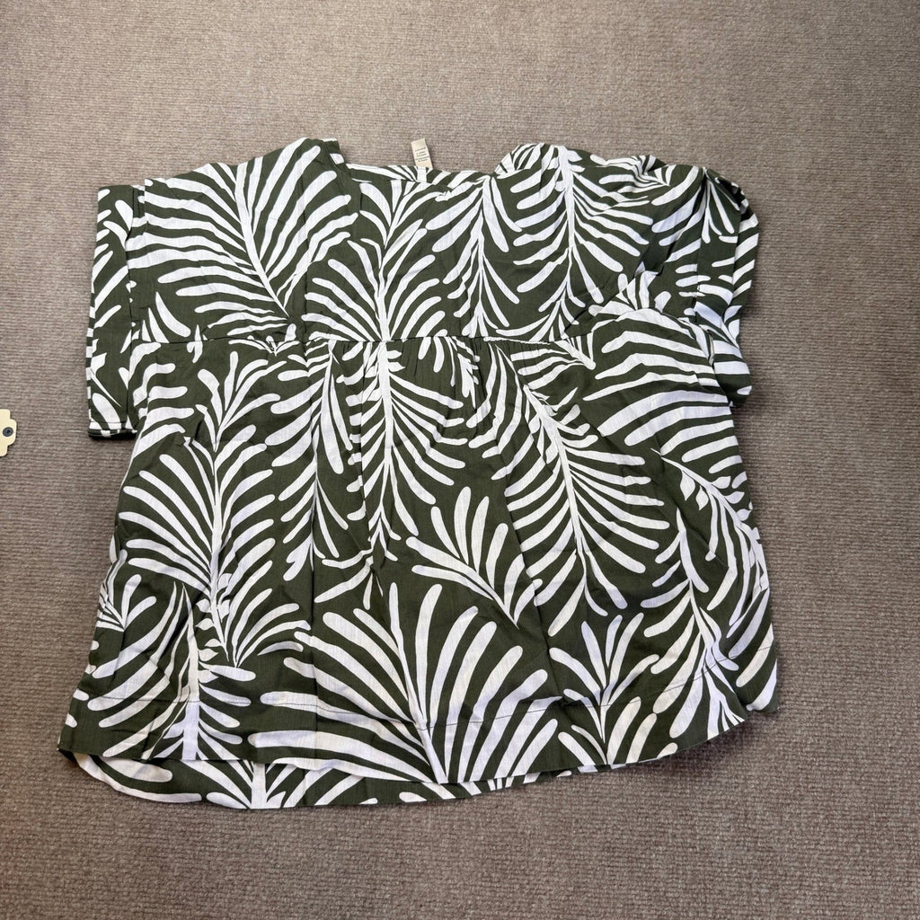 MSRP $38 St. John's Bay Womens XXL Oregano Palms Short Sleeve Blouse Round Neck