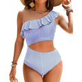 MSRP $36 Talisea Women's M One Piece Cutout Swimsuit One Shoulder Ruffle Cut