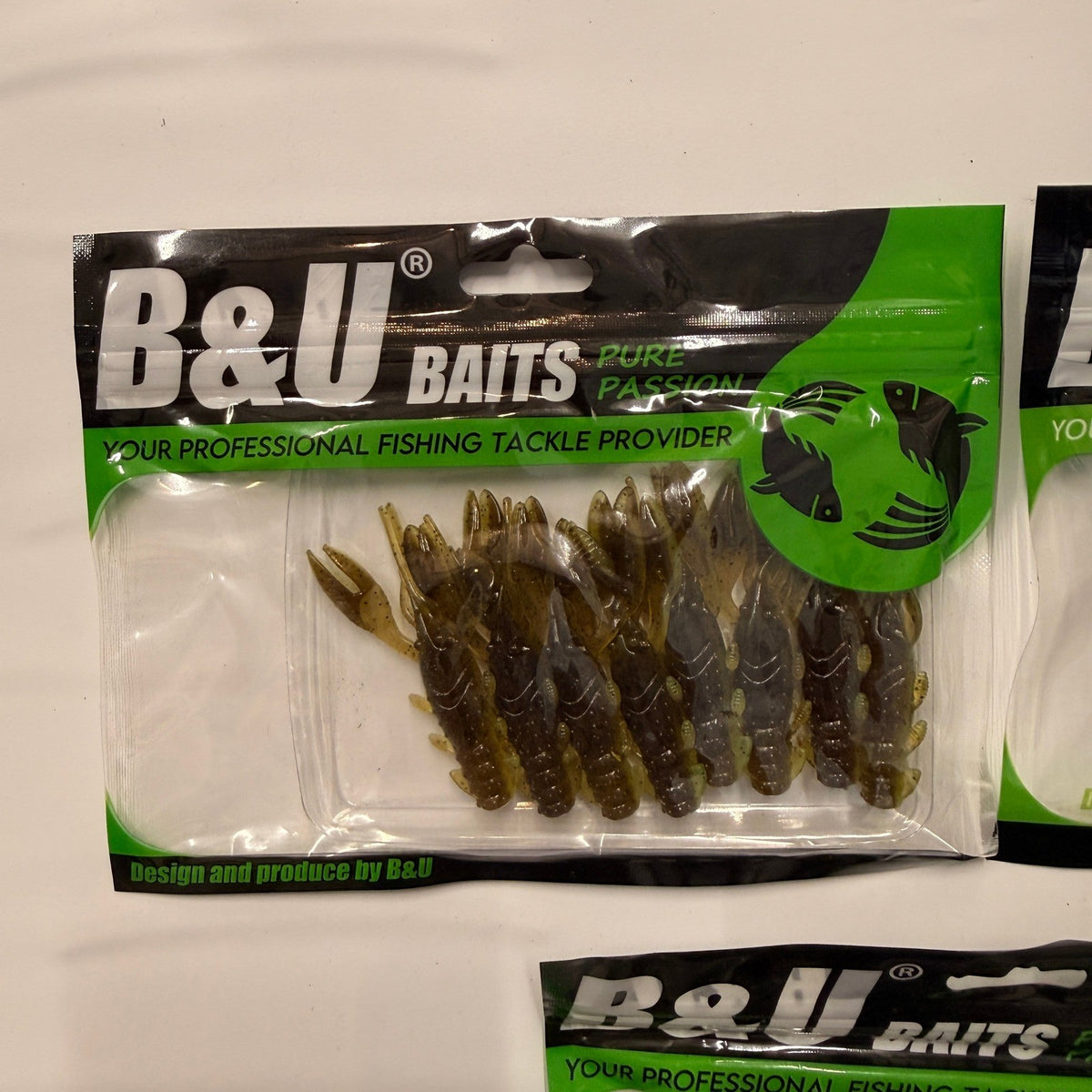 Set of 3 (8 pcs Each) B&U Soft Plastic Floating Craw Baits Bass Fishing Lures