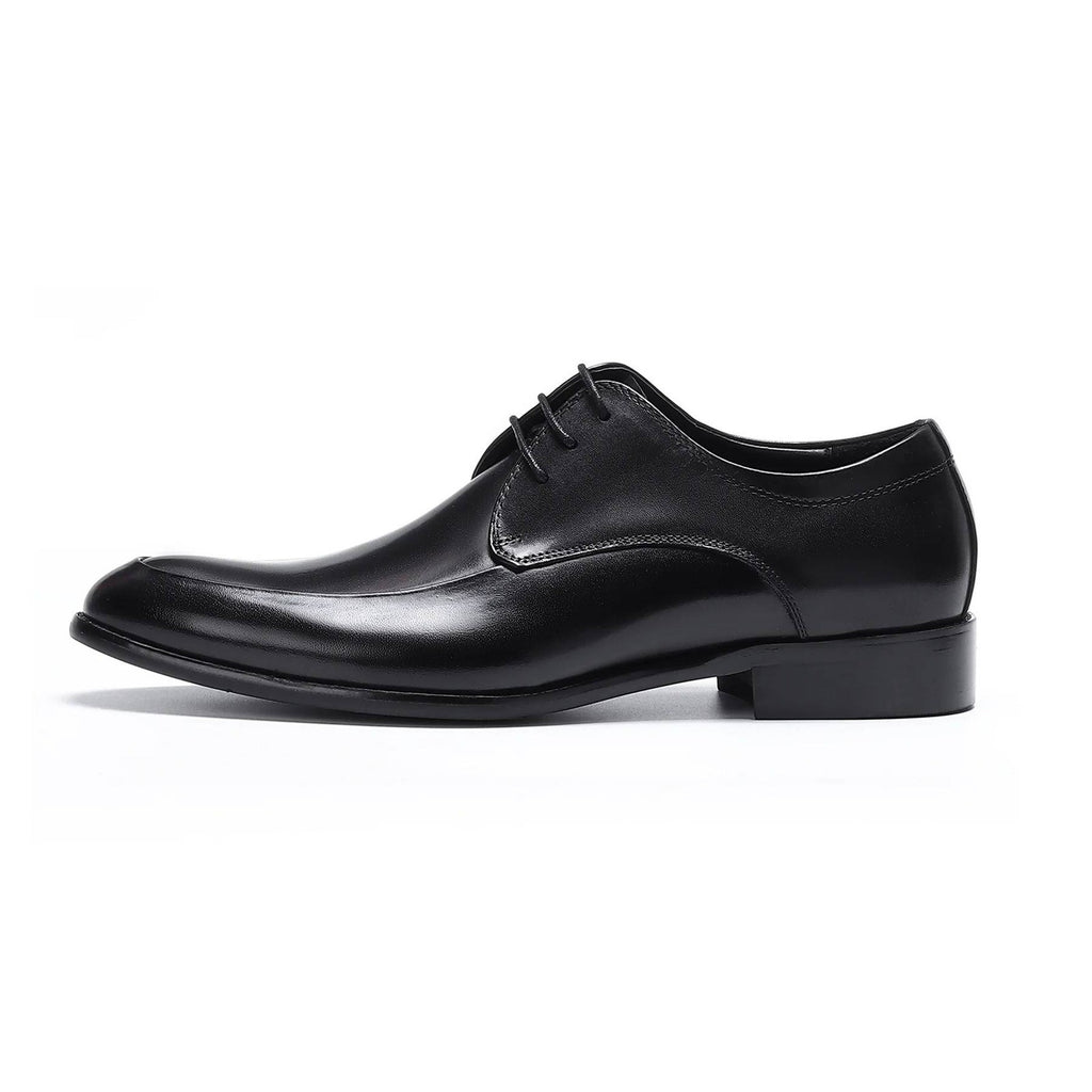 Santimon Men's US 8.5 Black Leather Formal Derby Lace Up Dress Shoes