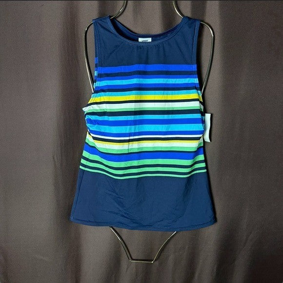 Lands End Women's 2 LONG High Neck UPF 50 Sun Protection Tankini Swimsuit Top
