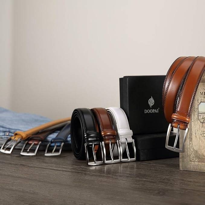 MSRP $19 DOOPAI Mens Brown Dress Belt - Genuine Leather Dress Belts For Men