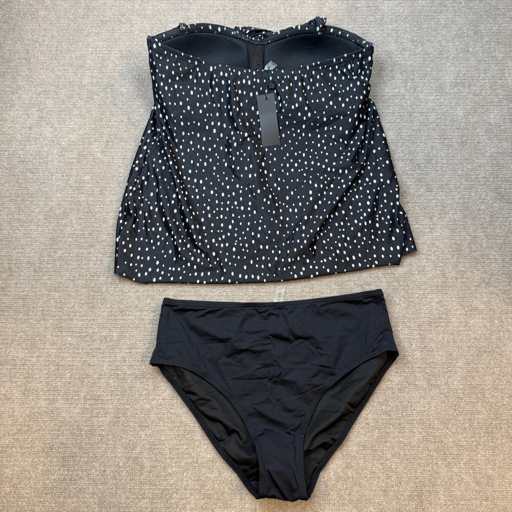 MSRP $44 Tempt Me Women's L Black Two Piece Tankini Bathing Suit Halter Bandeau