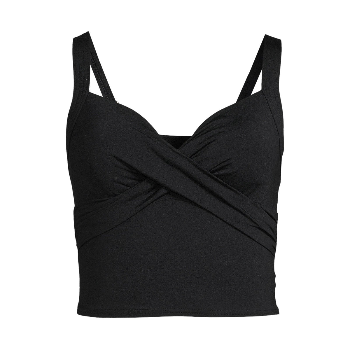Lands' End Women's 14, 16-22W LONG Black V-Neck Wrap Midkini Top  This item is c
