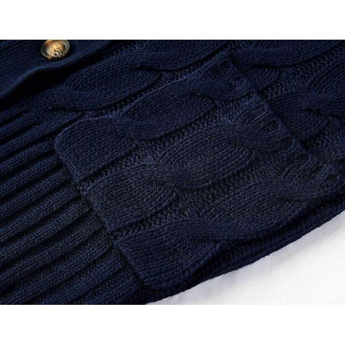 MSRP $47 Goranbon Women's L Navy Blue Cable Knit Cardigan Long Sleeve Open Fron