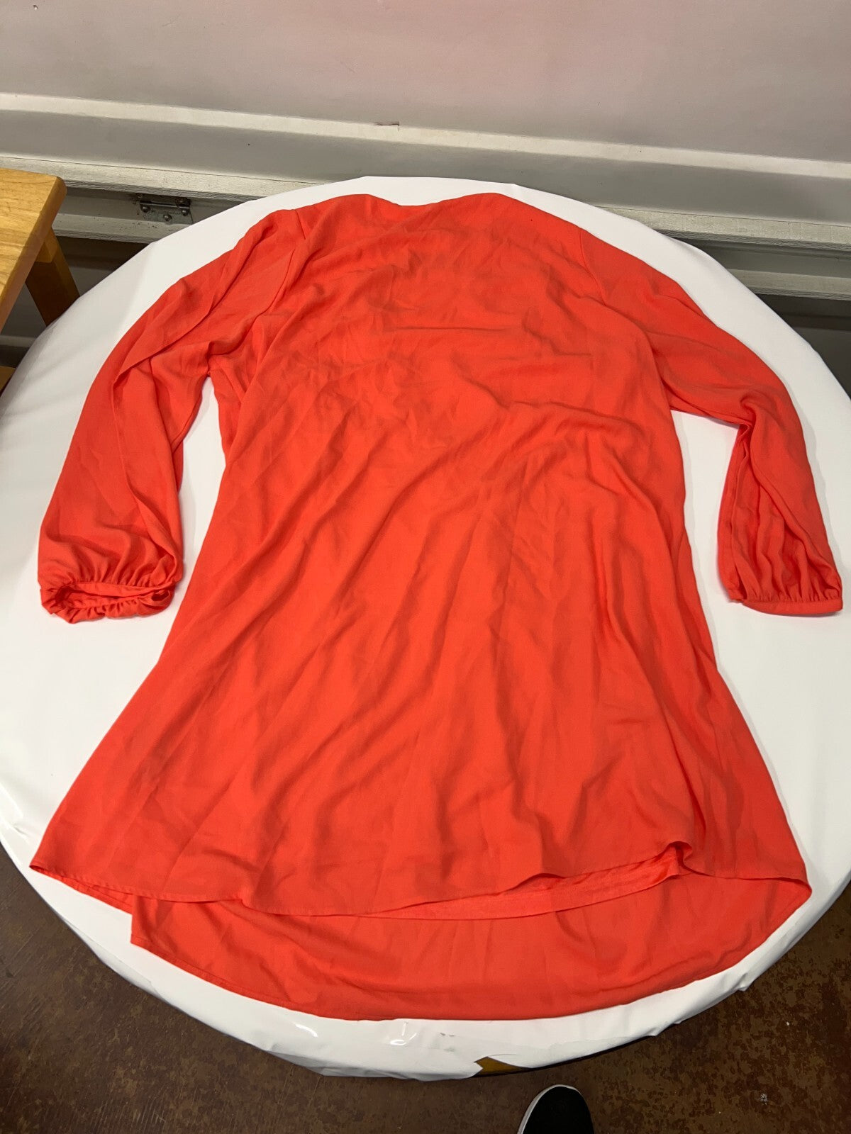 New Worthington Women's 1X Slit Sleeves V Neck Pullover Hot Coral A Line Dress