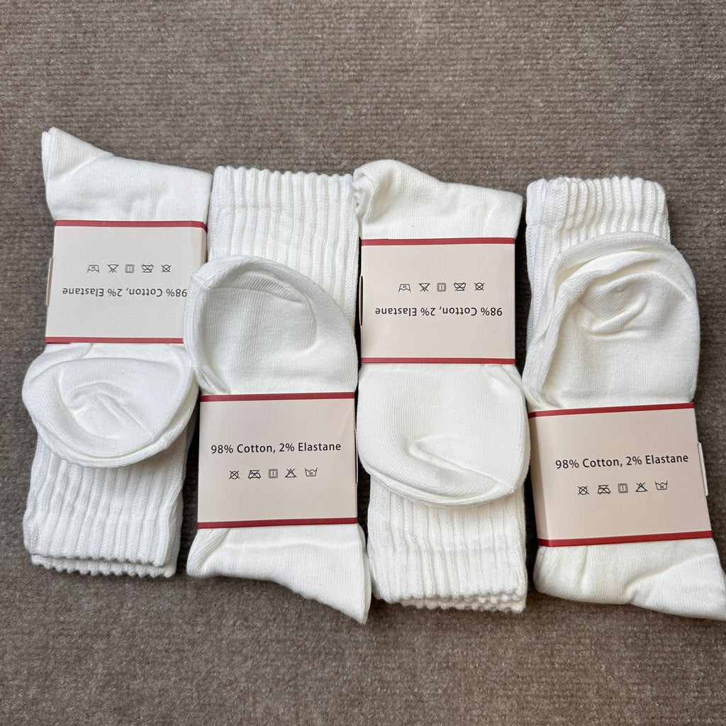 MSRP $32 DAUCO 4 Pairs 10-13 White Mens Womens Crew Seamless Fall Slouchy Socks