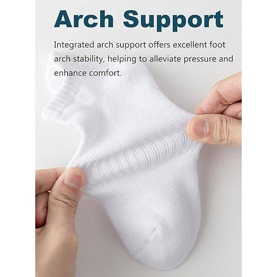 Set of 5 Pairs Rehelu Ankle White Sz 5-9 Socks for Women, Cushioned Low Cut Run