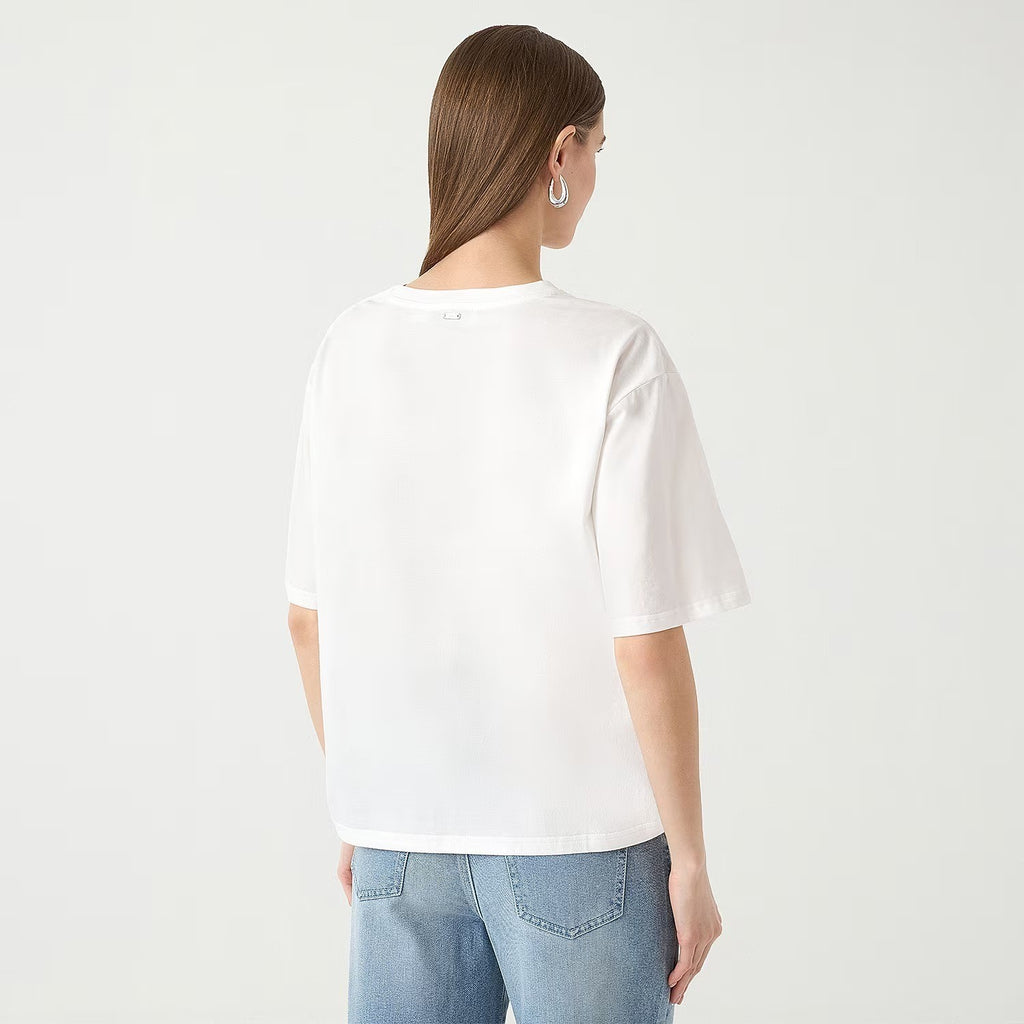 MSRP $44 RM Rebecca Minkoff Women's L White Embellished Short Sleeve Tee