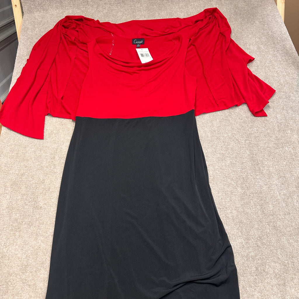 MSRP $79 Connected Apparel Womens 6-16 Red/Black Dress w/ Cardigan