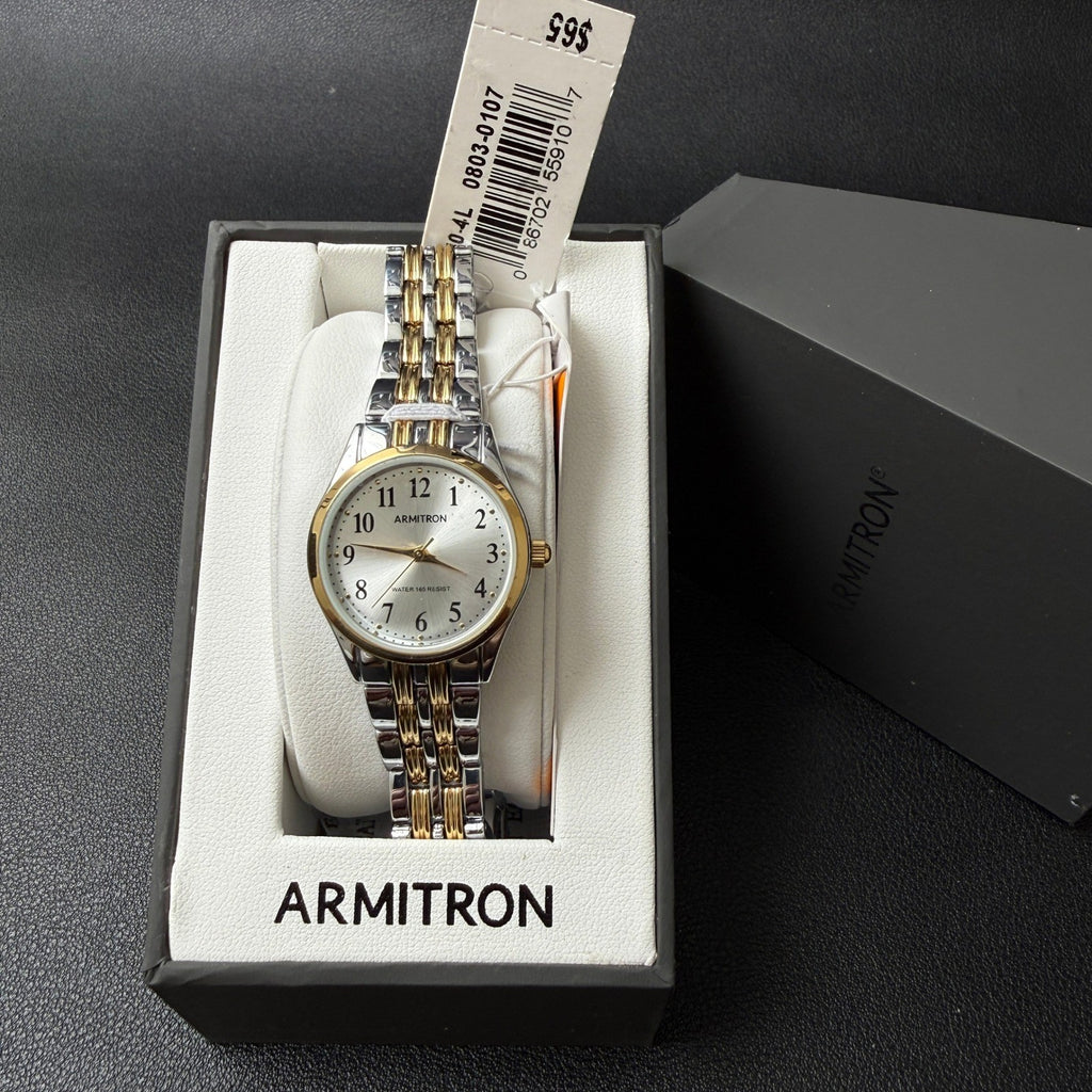 MSRP $65 Armitron Women's 75/5304TTB Two Tone Bracelet Watch New Battery, Ea