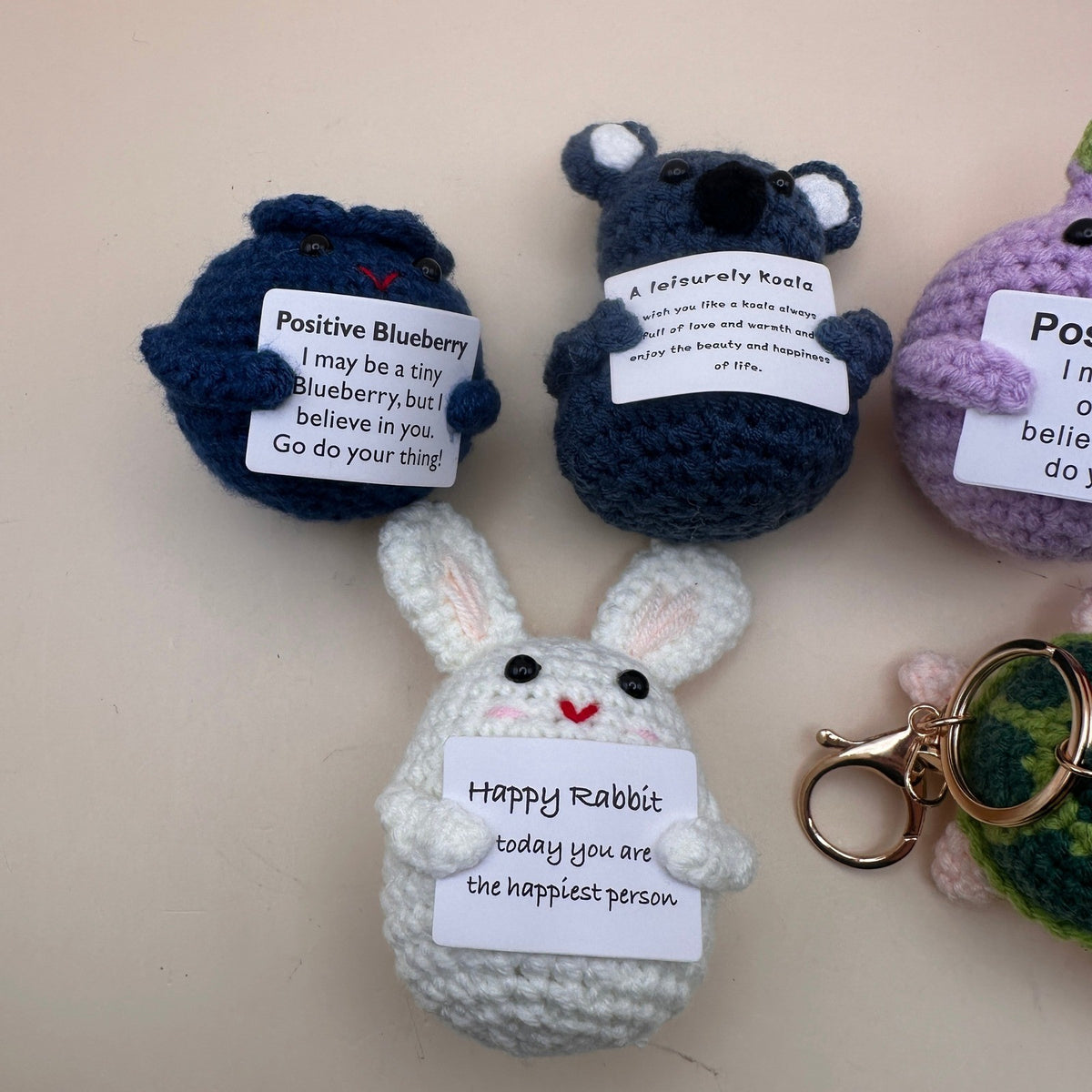 Set of 6 Emotional Support Crochet Fruits, Veggies & Animals, Amigurumi, Funny
