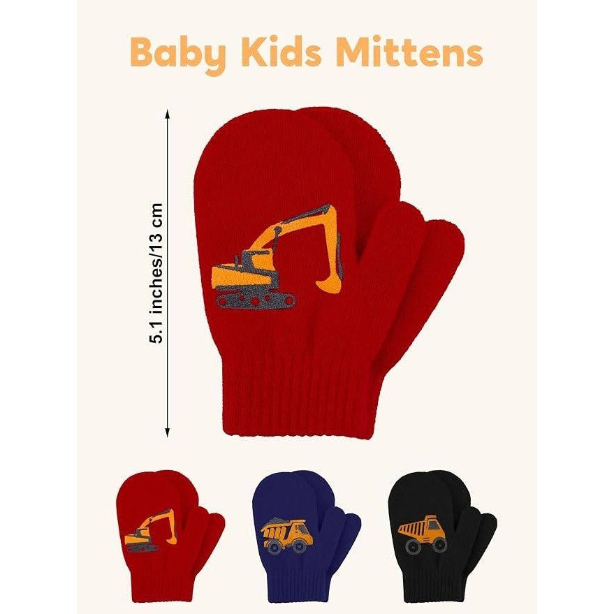 Cooraby 6 Pairs Toddler 1-3T Magic Stretch Mittens Winter Unisex Baby Knitted G