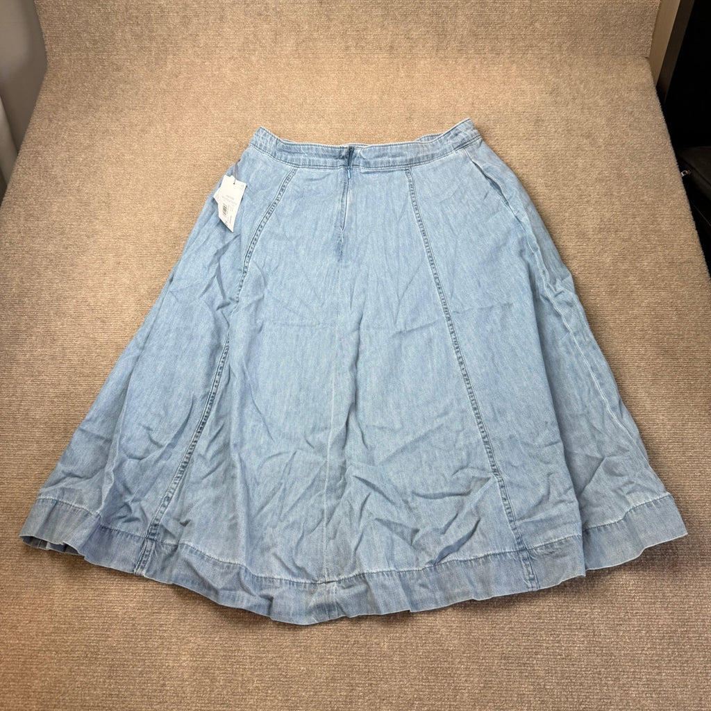 MSRP $54 Liz Claiborne Womens 12 Petite Sullivan Wash Midi Denim Skirt Mid Rise