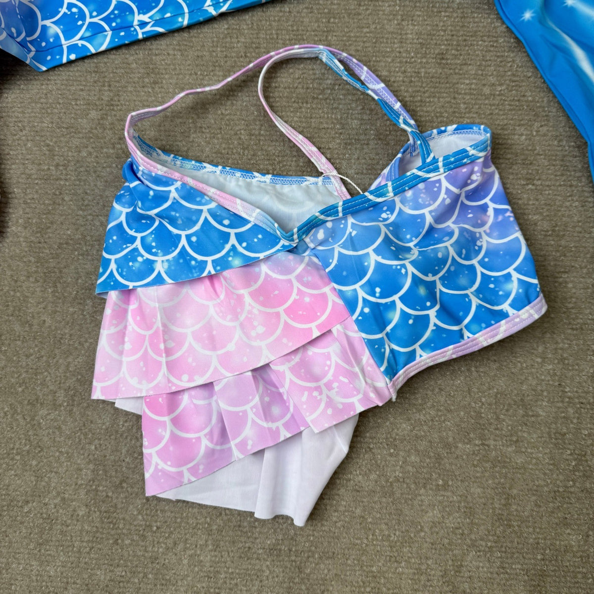 MSRP $39 Ghteas 3Pcs Girls Sz 8-9 Swimsuit Mermaid Swimwear Ruffle Top