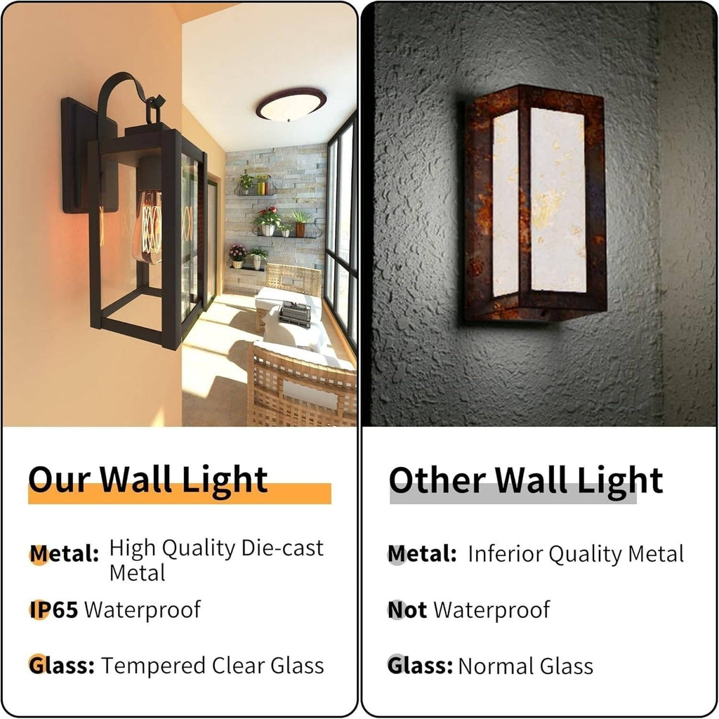 Pia Ricco 1-Light Outdoor Wall Lights, Matte Black Exterior Light Fixtures