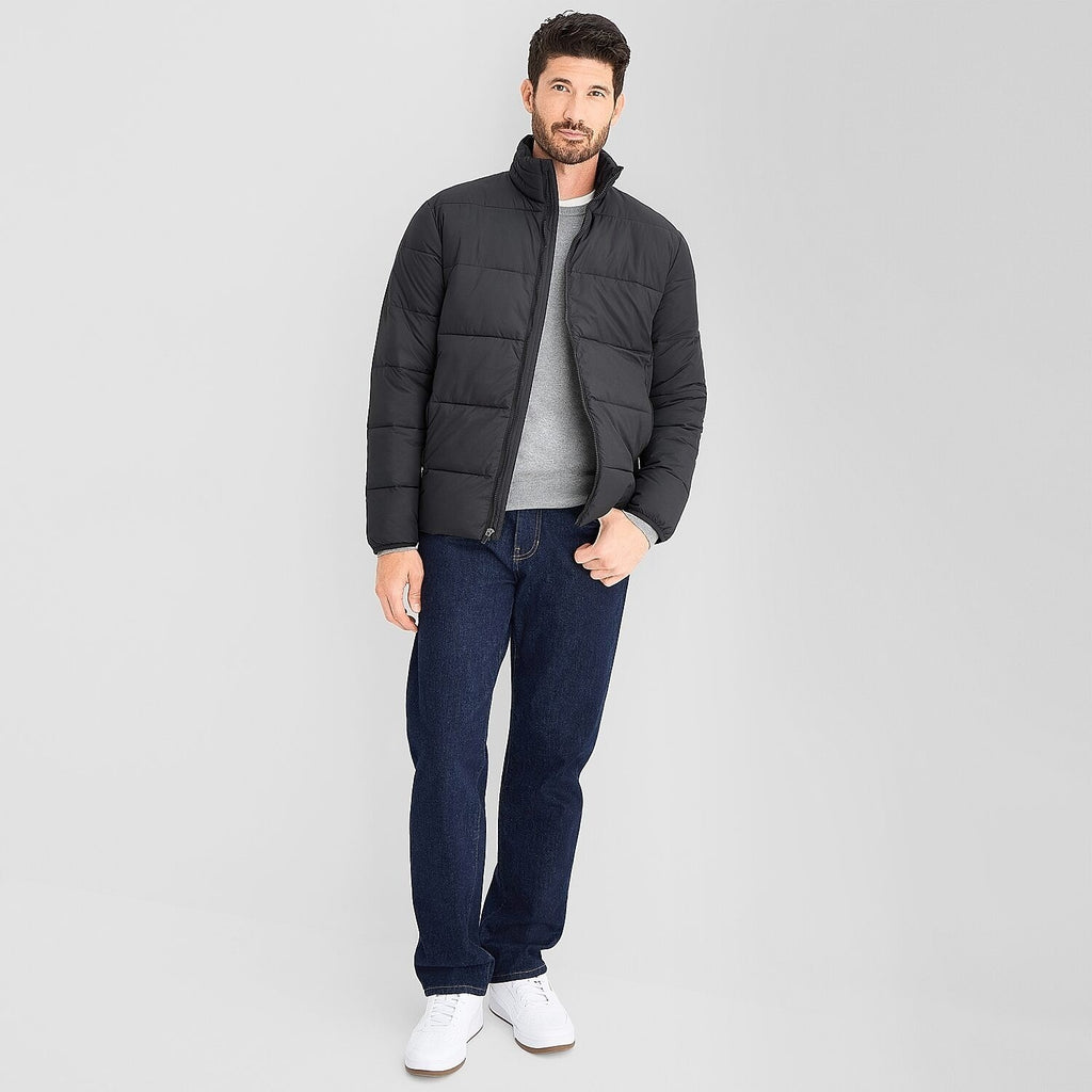 MSRP $100 St. John's Bay Mens S Black Midweight Puffer Jacket Adaptive Easy-on