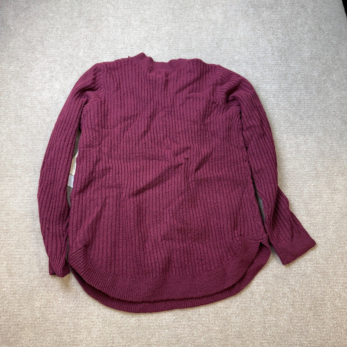 MSRP $44 St. John's Bay Women L Tall Burgundy Cable Knit Sweater Crewneck
