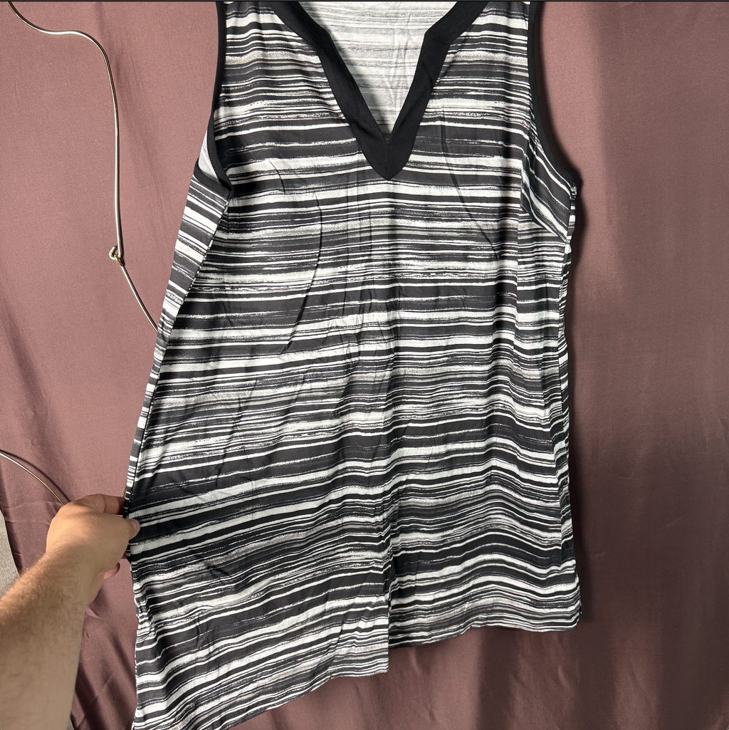 Lands' End Women's L-2X LONG Cotton Jersey Sleeveless Swim Cover-up Dress Print