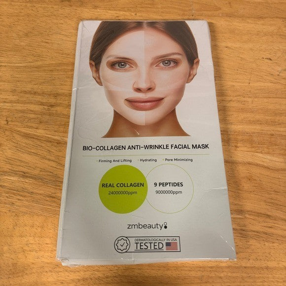 Pack of 4 ZMbeauty Collagen Anti-Wrinkle Face Mask Exp 08/2027 with 9 Peptides