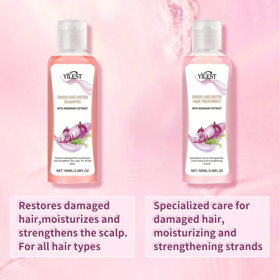Pack of 2 YILEST Onion&Biotin And Rosemary Shampoo + Conditioner Set, Biotin And