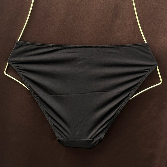 Set of 2 Women's Black/Beige Sz XS Slick Chicks Hi-Cut Brief Panties