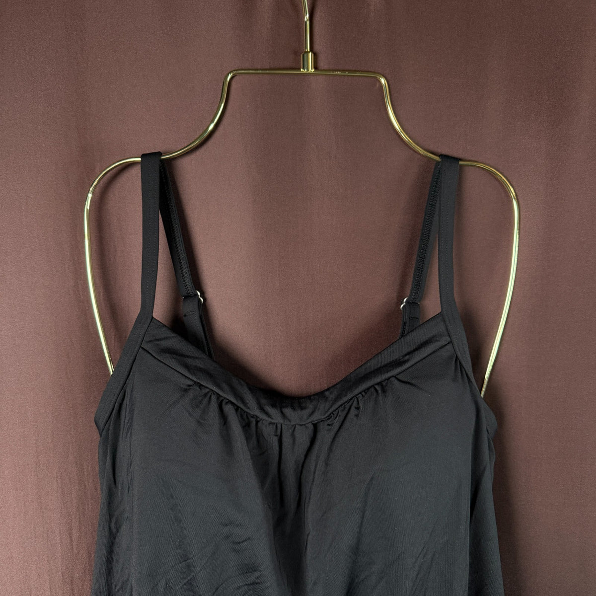 Lands' End Women's 4-8, 2-10 LONG Black Blouson Tankini Swimsuit Top Chlorine