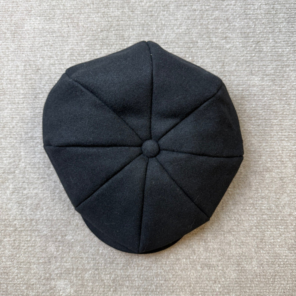 MSRP $32 POUDAY Men's XL Black Wool Blend Newsboy Cap Irish Cap Newsies Cabbie