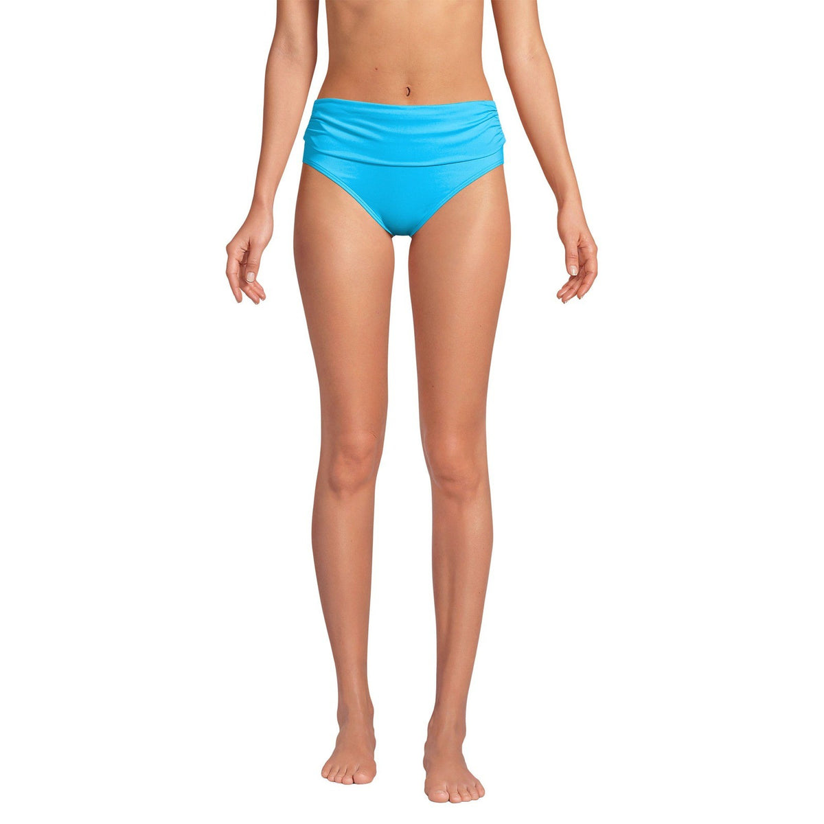 Lands' End Women's XS LONG Fold Over Mid Waist Bikini Swim Bottoms Chlorine Res