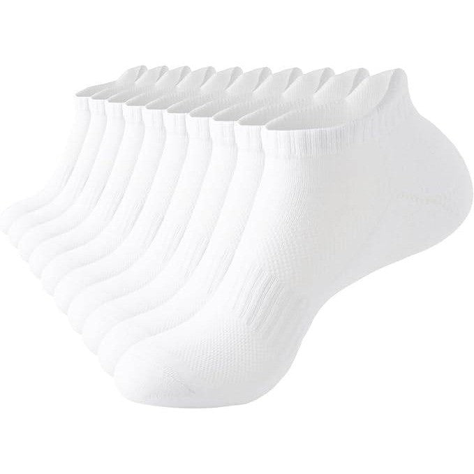 Set of 5 Pairs Rehelu Ankle White Sz 5-9 Socks for Women, Cushioned Low Cut Run
