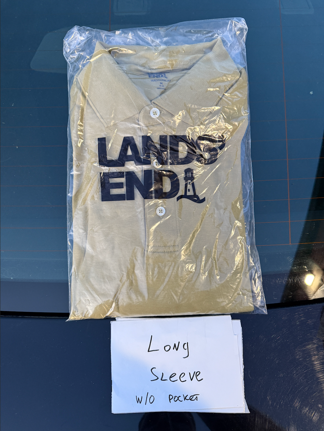 Lands' End Men's Long Sleeve Interlock Cotton Polo Shirt Simple Olive M-XL Regul