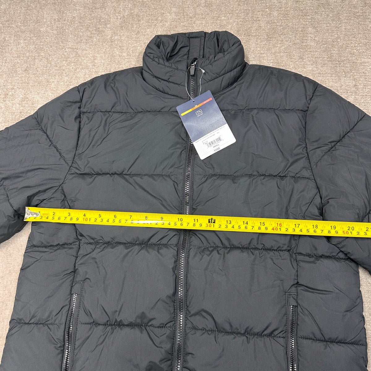 MSRP $100 St. John's Bay Mens S Black Midweight Puffer Jacket Adaptive Easy-on