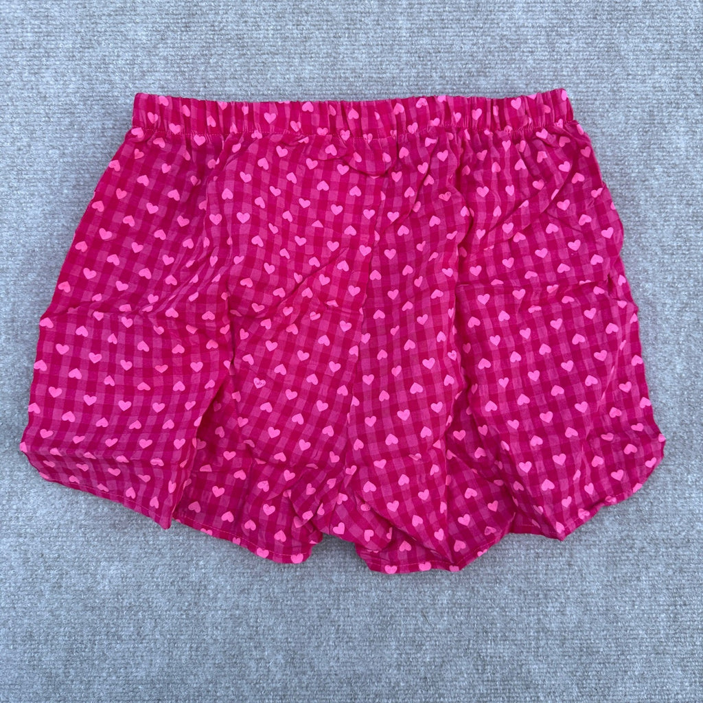 Women's Pink Heart Print M Pajama Shorts Micro Button Boxers Elastic Waist Cute