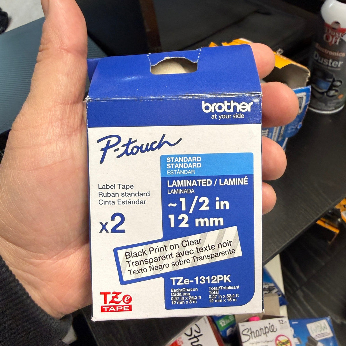 Brother P-touch TZe TAPE 1/2" Standard Laminated Label Tape TZe-1312PK CLEAR