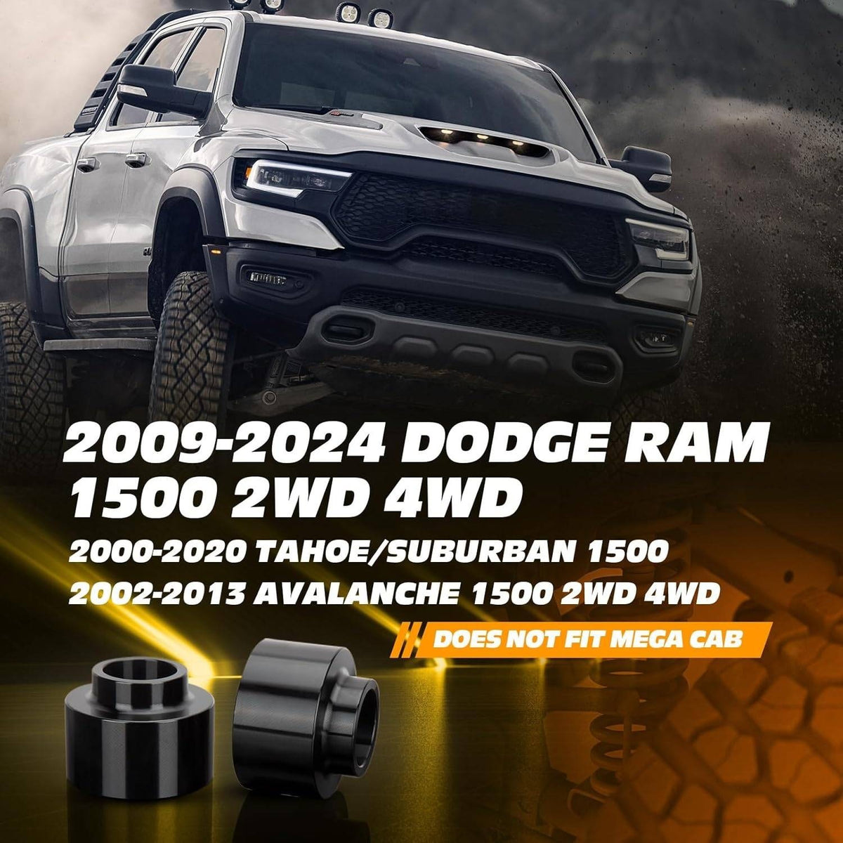Set of 2 Dynofit 2" Rear Leveling Lift Spacers for 2009-2024 Dodge Ram 1500 4X4